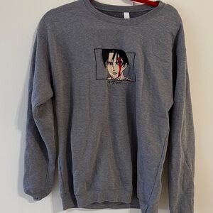 Anime Graphic Gray Crewneck Sweater
